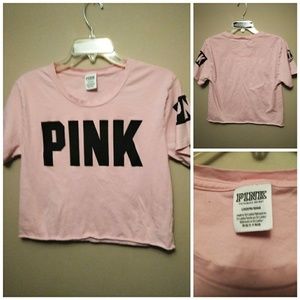 Pink cropped t-shirt size large light pink